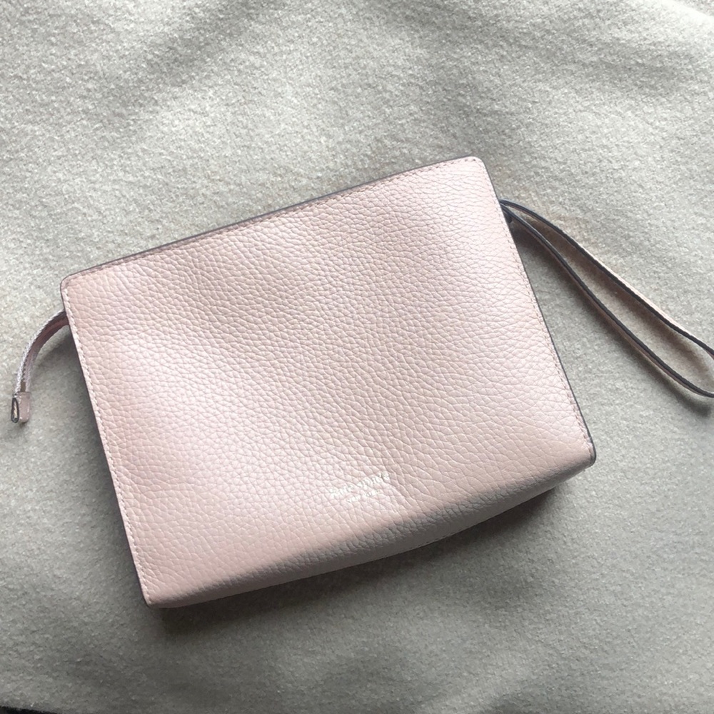 Blush Kate Spade leather wristlet clutch